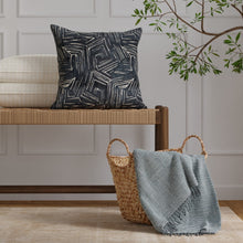 Load image into Gallery viewer, Navy Blue Beige Abstract Geometric Velvet Upholstery Fabric