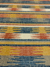 Load image into Gallery viewer, Kovi Madras Beige Blue Red Southwestern Kilim Water &amp; Stain Resistant Upholstery Fabric STA 5023