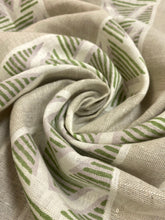 Load image into Gallery viewer, Remnant 1 Yard Thibaut Burton Stripe Lavender Sage Linen Upholstery Drapery Fabric STA 4662