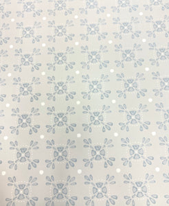 Designer Grey Blue White Floral Faux Leather Upholstery Vinyl WHS 5088