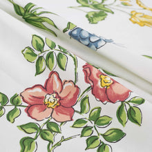 Load image into Gallery viewer, Cotton Cream Green Mustard Yellow Blue Floral Chintz Drapery Fabric FB