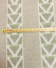 Load image into Gallery viewer, Remnant 1 Yard Thibaut Burton Stripe Lavender Sage Linen Upholstery Drapery Fabric STA 4662