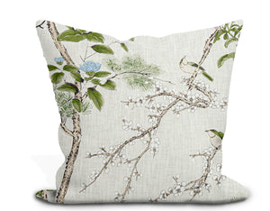 Botanical Thibaut Willow Tree Beige Throw Pillow Cover