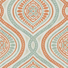 Load image into Gallery viewer, Cotton Cream Beige Coral Teal Green Medallion Upholstery Drapery Fabric FB