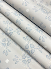 Load image into Gallery viewer, Designer Grey Blue White Floral Faux Leather Upholstery Vinyl WHS 5088