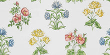 Load image into Gallery viewer, Cotton Cream Green Mustard Yellow Blue Floral Chintz Drapery Fabric FB