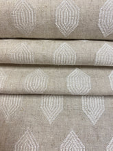 Load image into Gallery viewer, 1.5 Yard Kravet 33145-16 Linen Cotton Beige Ivory Embroidered Drapery Fabric WHS 4621