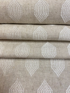 1.5 Yard Kravet 33145-16 Linen Cotton Beige Ivory Embroidered Drapery Fabric WHS 4621