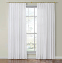 Load image into Gallery viewer, Set of Two Made to Order Thibaut Darley Stripe in Snow White Semi Sheer Side Drapery Panels