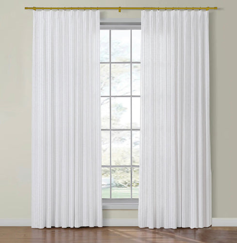 Set of Two Made to Order Thibaut Darley Stripe in Snow White Semi Sheer Side Drapery Panels