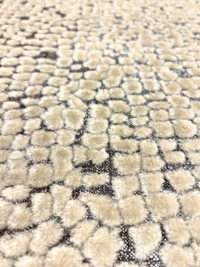 Designer Oyster Beige Charcoal Grey Metallic Silver Animal Pattern Cheetah Velvet Upholstery Fabric STA 5112