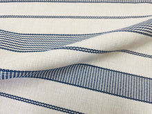 Load image into Gallery viewer, 1.5 Yard Remnant Schumacher Serra Mesa Navy Indoor/Outdoor Stripe