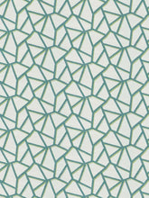 Load image into Gallery viewer, Bella Dura Indoor Outdoor Florida Keys Geometric Abstract  Ivory Teal Green Upholstery Drapery Fabric FB