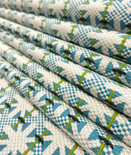 Load image into Gallery viewer, Nobilis Bistro 10827-70 Cyan Blue Green Cream Geometric Upholstery Fabric WHS 5110
