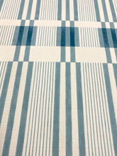 Load image into Gallery viewer, Kelly Wearstler Slate Blue Cream Bandeau  Indoor Outdoor Geom Upholstery Fabric WHS 5192