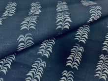 Load image into Gallery viewer, Heather Chadduck Petite Frond Indigo Navy Blue Off White Linen Drapery Upholstery Fabric