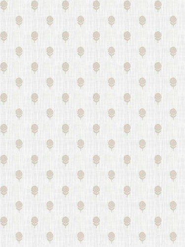 Cotton Blend Cream Beige Taupe Embroidered Floral Drapery Fabric FB