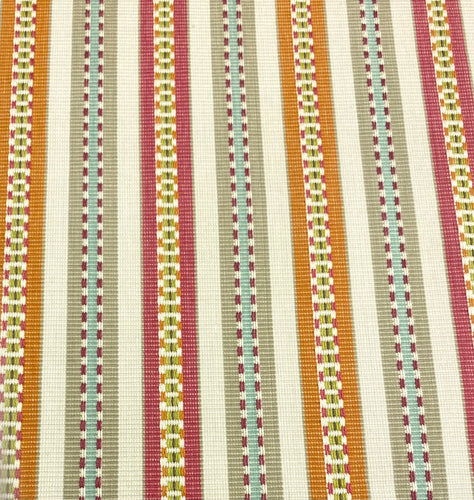 Kravet 33150-716 Orange Pink Grey Aqua Taupe Cotton Stripe Upholstery Fabric STA 5145
