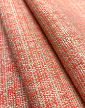 Load image into Gallery viewer, Designer Water Stain Resistant Coral Orange Taupe MCM Mid Century Modern Tweed Upholstery Fabric STA 5157