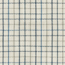 Load image into Gallery viewer, Cotton Navy Blue White Seafoam Plaid Check Upholstery Drapery Fabric FB