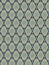 Load image into Gallery viewer, Cotton Navy Blue Beige Aqua Ikat Upholstery Drapery Fabric FB