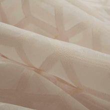 Load image into Gallery viewer, 118” Wide Semi Sheer White Buff Beige Abstract Geometric Drapery Fabric FB