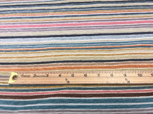 Designer Navy Blue Mustard Gold Coral Teal Brown Chenille Stripe Upholstery Fabric