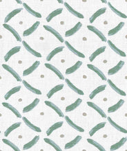Load image into Gallery viewer, Linen Cotton Blue Green Cream Taupe Diamond Geometric Upholstery Drapery Fabric FB