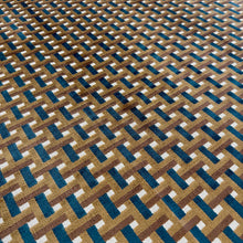 Load image into Gallery viewer, Mustard Gold Copper Brown Teal Geometric Velvet Upholstery Fabric MGF
