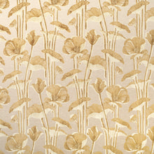 Load image into Gallery viewer, Taupe Mustard Gold Buttercream Floral Cut Velvet Upholstery Fabric
