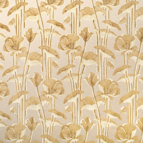 Taupe Mustard Gold Buttercream Floral Cut Velvet Upholstery Fabric