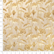 Load image into Gallery viewer, Taupe Mustard Gold Buttercream Floral Cut Velvet Upholstery Fabric