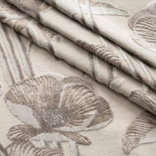 Load image into Gallery viewer, Taupe Beige Floral Cut Velvet Upholstery Fabric