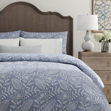 Load image into Gallery viewer, French Blue Off White Floral Embroidered Upholstery Drapery Fabric / Wedgewood
