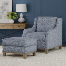 Load image into Gallery viewer, French Blue Off White Floral Embroidered Upholstery Drapery Fabric / Wedgewood