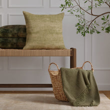 Load image into Gallery viewer, Olive Green Natural beige Woven Distressed Chenille Upholstery Fabric / Bay Leaf