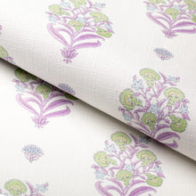 Load image into Gallery viewer, Cotton White Purple Green Blue Floral Upholstery Drapery Fabric