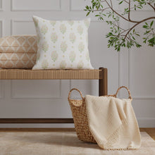 Load image into Gallery viewer, Cotton White Green Mustard Pink Floral Upholstery Drapery Fabric