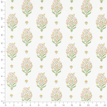 Load image into Gallery viewer, Cotton White Green Mustard Pink Floral Upholstery Drapery Fabric