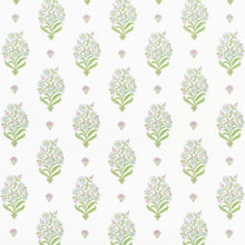 Load image into Gallery viewer, Cotton White Purple Green Blue Floral Upholstery Drapery Fabric