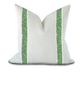 Custom Made Pillow Cover with Thibaut Cobble Hill Tape in Kelly / Self-Piping