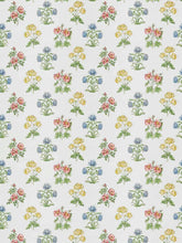 Load image into Gallery viewer, Cotton Cream Green Mustard Yellow Blue Floral Chintz Drapery Fabric FB