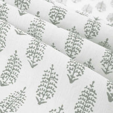 Load image into Gallery viewer, Copy of Cream Seafoam Green Small Print Botanical Linen Drapery Fabric FB