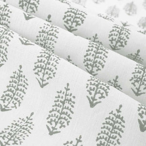 Copy of Cream Seafoam Green Small Print Botanical Linen Drapery Fabric FB