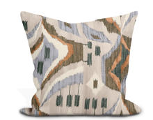 Load image into Gallery viewer, Custom Pillow Cover in Ikat Thibaut Artesian Velvet in Birch - One Side