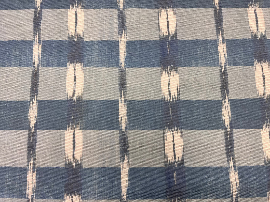 1.5 Yard Carolina Irving for Thevenon 1908 French Ikat Outdoor Indigo Upholstery Fabric