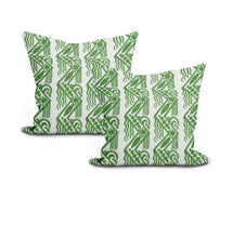 Load image into Gallery viewer, Pair of Custom Made Schumacher Venitian Zig Zag Block Print Pillow Covers - Both Sides