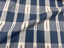 Load image into Gallery viewer, Remnant Thibaut Ellastone Check Navy Cotton Fabric
