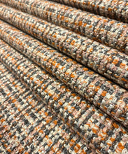 Load image into Gallery viewer, Colefax &amp; Fowler Wool Blend Silver Grey Burnt Orange Rose MCM Mid Century Modern Tweed Upholstery Fabric STA 5085