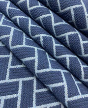 Load image into Gallery viewer, 1.4 Yard Remnant Thibaut Cobblestone Marine Stain Resistant Navy Blue Geometric Upholstery Fabric STA 5120